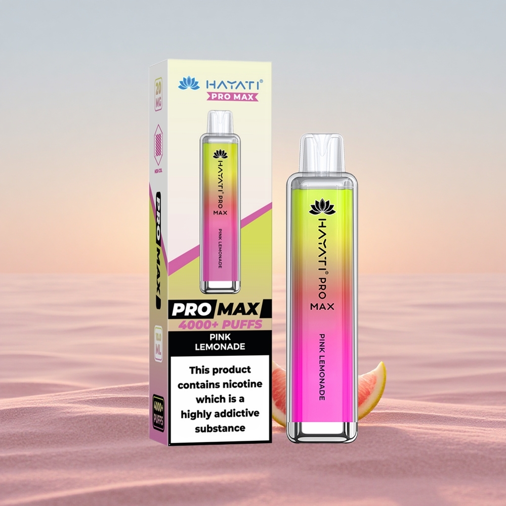 Hayati Pro Max 4000 Puffs Rosa Citronvand Rechargeable 2ml Dual Coil