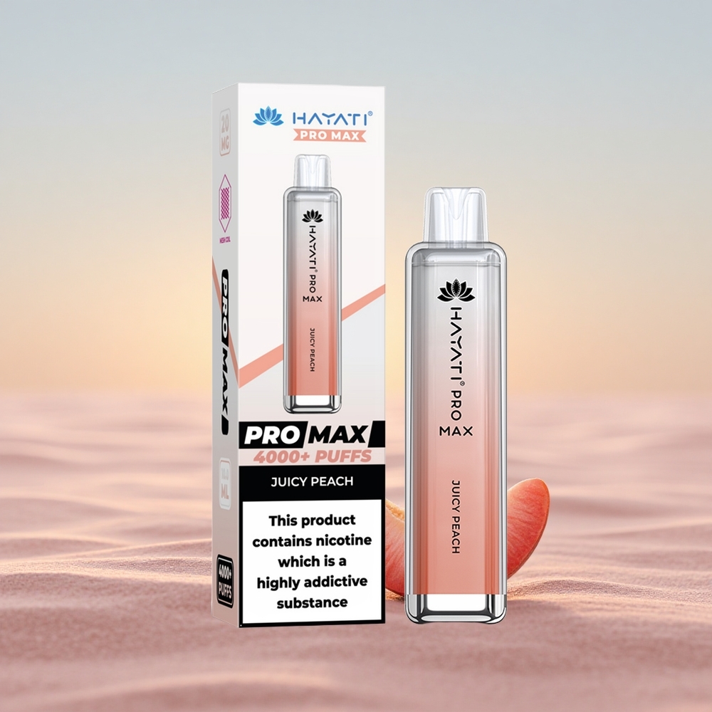 Hayati Pro Max 4000 Puffs Saftig Fersken Pro Max 2ml Dual Coil Rechargebar