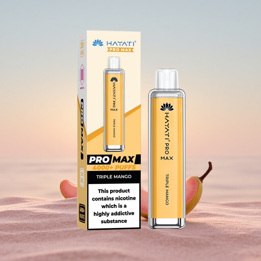 Hayati Pro Max 4000 Puffs Tripel Mango Dual Coil Rechargeable Crystal