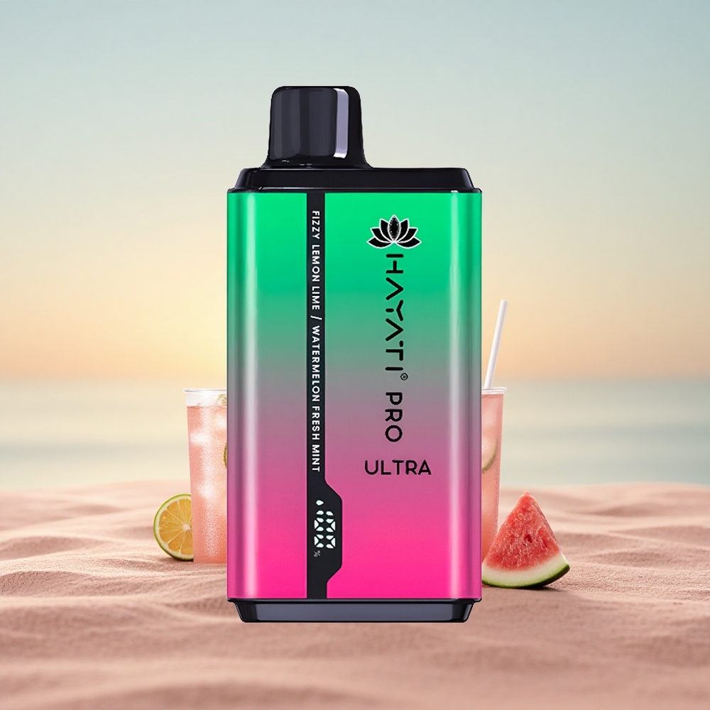 Hayati Pro Ultra 15000 Puffs Frisk Mynte Citron & Lime Vandmelon med 850mAh Batteri og 2% Nikotin