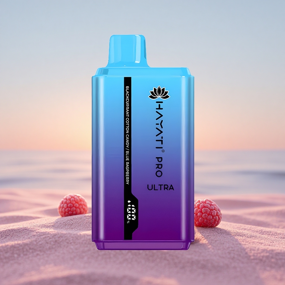 Hayati Pro Ultra 15000 Puffs Sortsolbær Bomuldssukkert Blå Hindbær 850mAh 2 12ml 2%