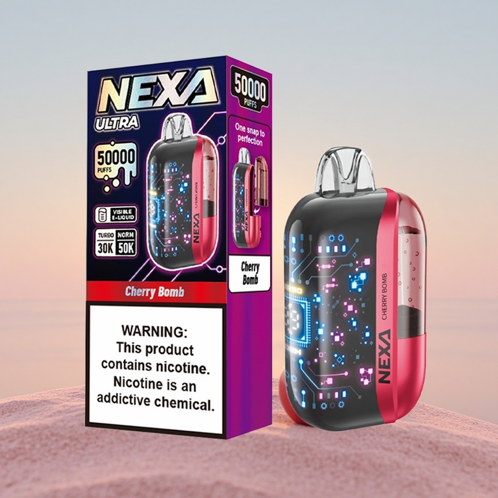 NEXA Ultra 50000 Puffs Kirsebær Bomp 20ml 5% Nikotin 0.9ohm Dobbelt Mesh