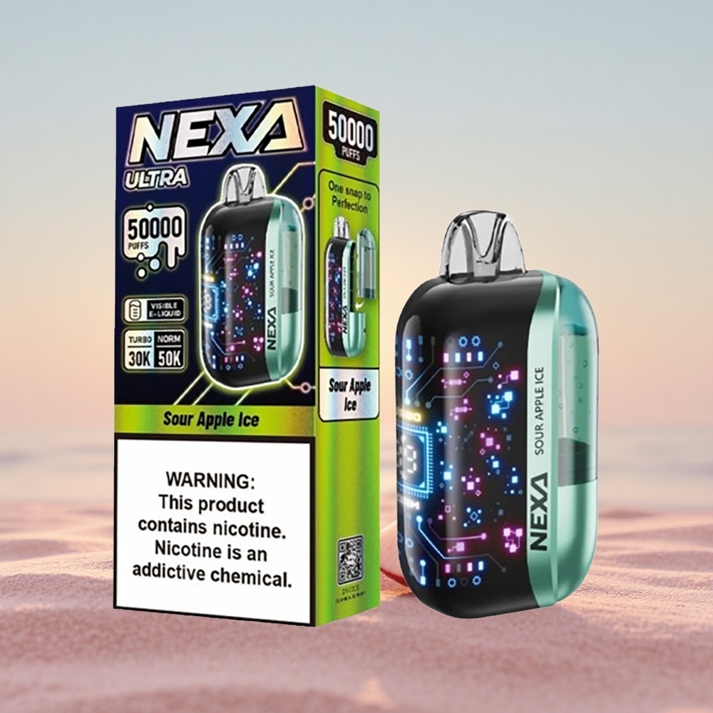 NEXA Ultra 50000 Puffs Sur Æble Is 20ml 5% 0.9ohm