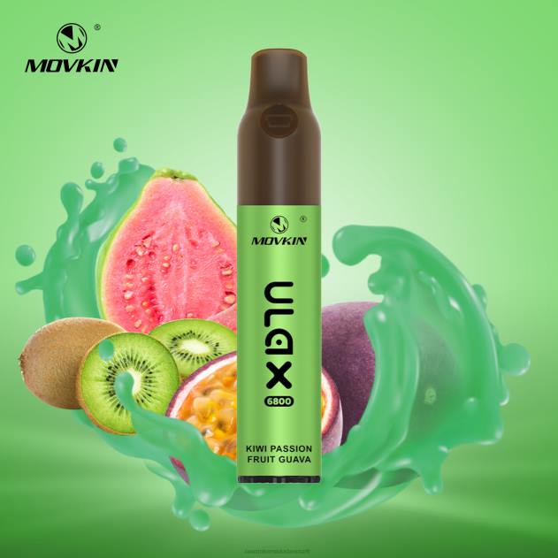 Best RandM vape flavors - RandM Movkin Ulax 6800 (keramisk spole) genopladelig engangs vape pod enhed kiwi passionsfrugt guava L08B71