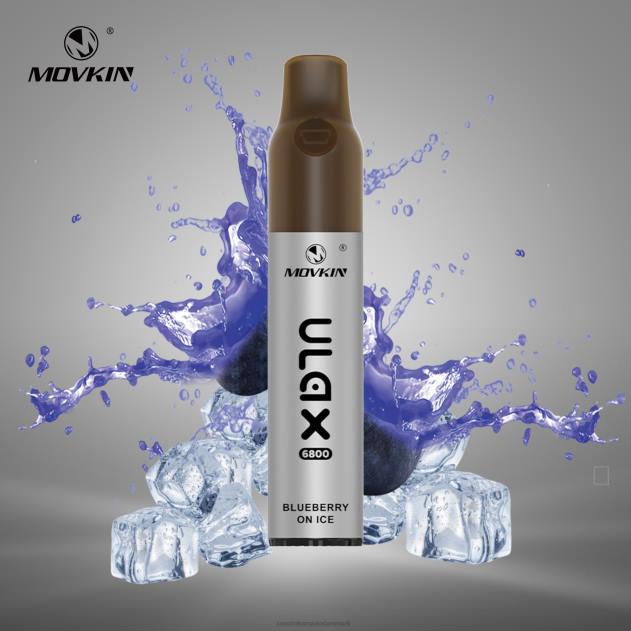 RandM disposable vape - RandM Movkin Ulax 6800 (keramisk spole) genopladelig engangs vape pod enhed blåbær på is L08B59
