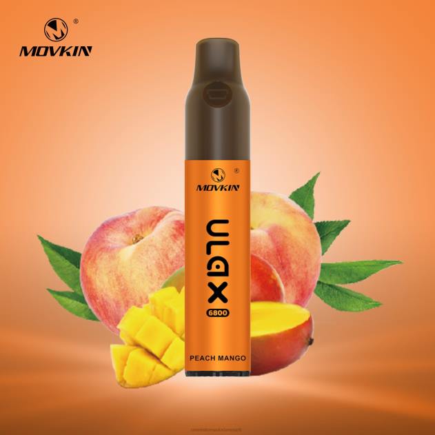 RandM vape DK - RandM Movkin Ulax 6800 (keramisk spole) genopladelig engangs vape pod enhed fersken mango L08B60