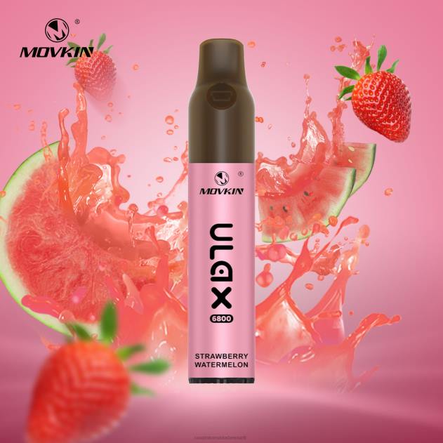 RandM vape DK - RandM Movkin Ulax 6800 (keramisk spole) genopladelig engangs vape pod enhed jordbær vandmelon L08B70