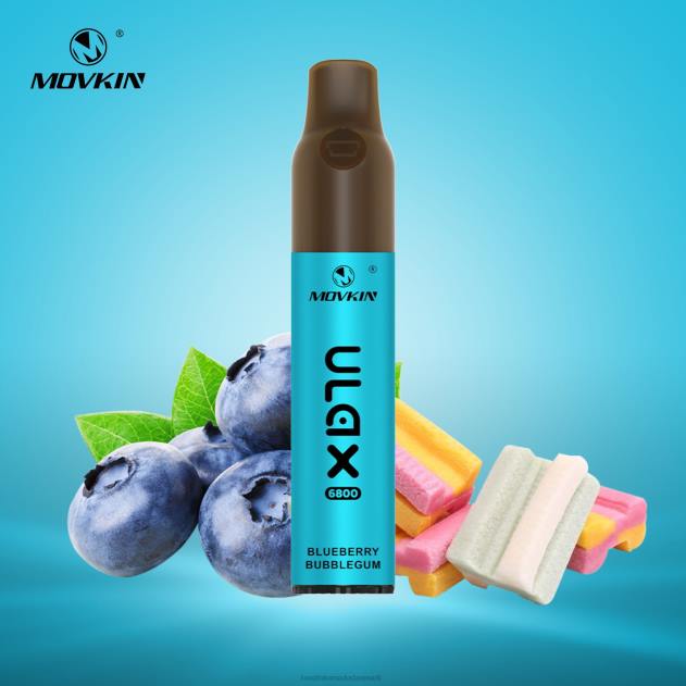 RandM vape nicotine - RandM Movkin Ulax 6800 (keramisk spole) genopladelig engangs vape pod enhed blåbær tyggegummi L08B67