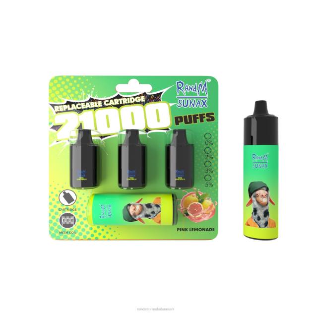 RandM disposable vape - RandM Sunax 21000 luftstrømskontrol pod udskiftelig vape enhed 1 stk lyserød limonade L08B269