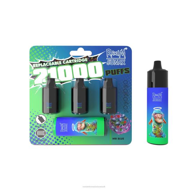 RandM smag - RandM Sunax 21000 luftstrømskontrol pod udskiftelig vape enhed 1 stk hr blå L08B274