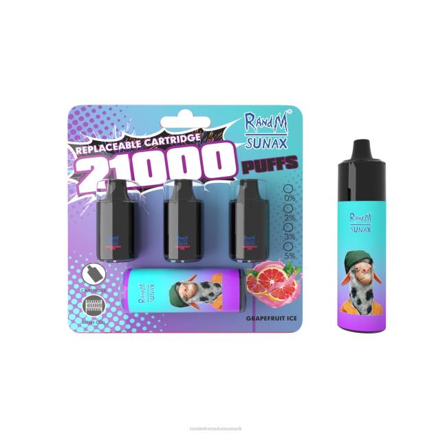 RandM vape Danmark - RandM Sunax 21000 luftstrømskontrol pod udskiftelig vape enhed 1 stk grapefrugt is L08B275