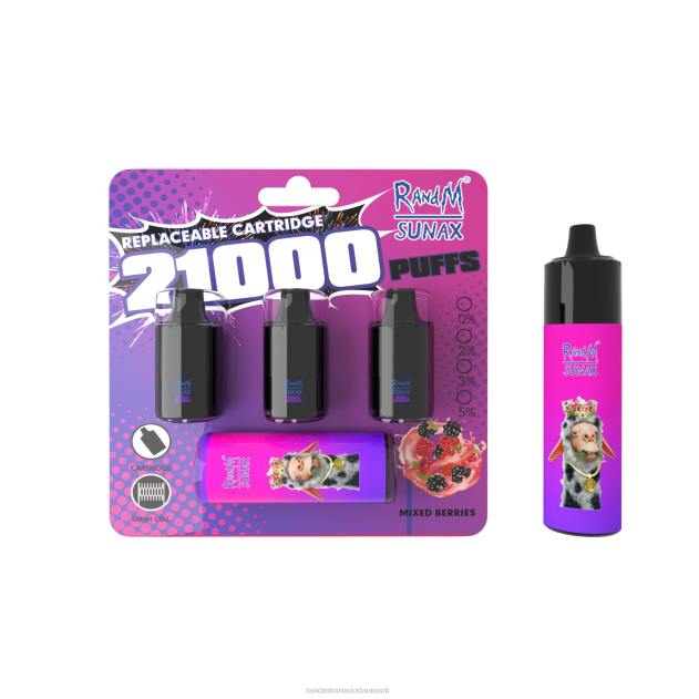 RandM vape Danmark - RandM Sunax 21000 luftstrømskontrol pod udskiftelig vape enhed 1 stk grapefrugt is L08B275