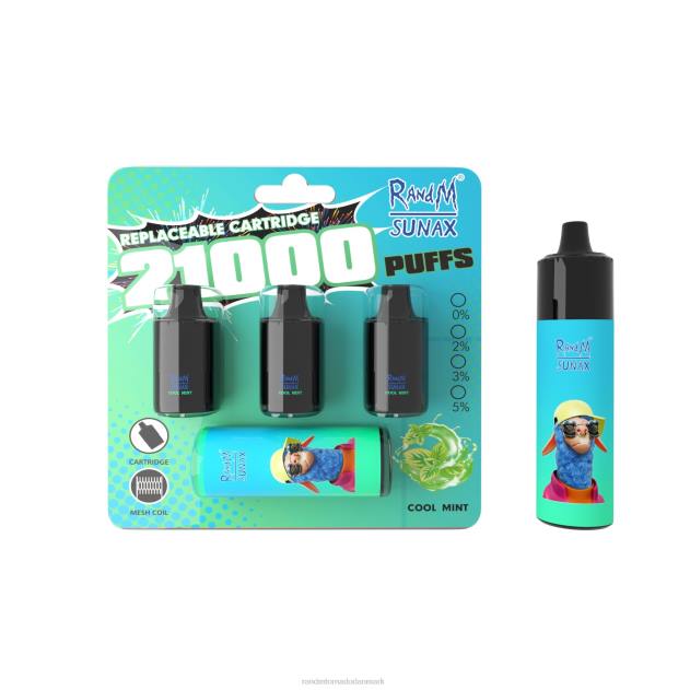 RandM vape Danmark - RandM Sunax 21000 luftstrømskontrol pod udskiftelig vape enhed 1 stk kølig mynte L08B265