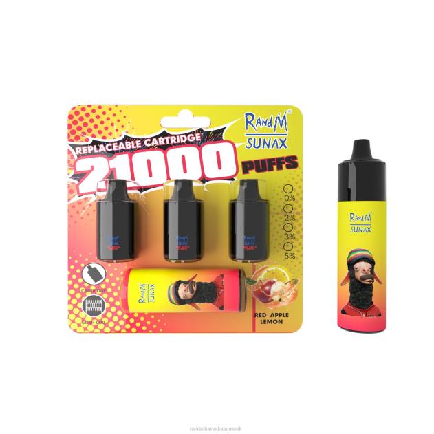 RandM vape Denmark - RandM Sunax 21000 luftstrømskontrol pod udskiftelig vape enhed 1 stk rød æble citron L08B272