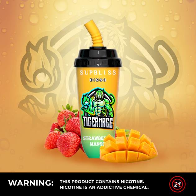RandM disposable vape - RandM Supbliss Bingo 8000 vape pod enhed 1 stk jordbær mango L08B259