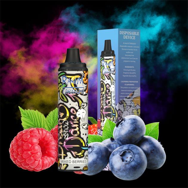 Best RandM vape flavors - RandM Tornado 6000 luftstrømskontrol vape pod enhed 1 stk blandede bær L08B291