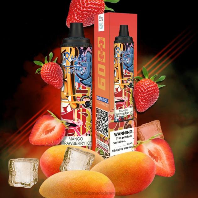RandM disposable vape - RandM Tornado 6000 luftstrømskontrol vape pod enhed 1 stk mango jordbæris L08B289