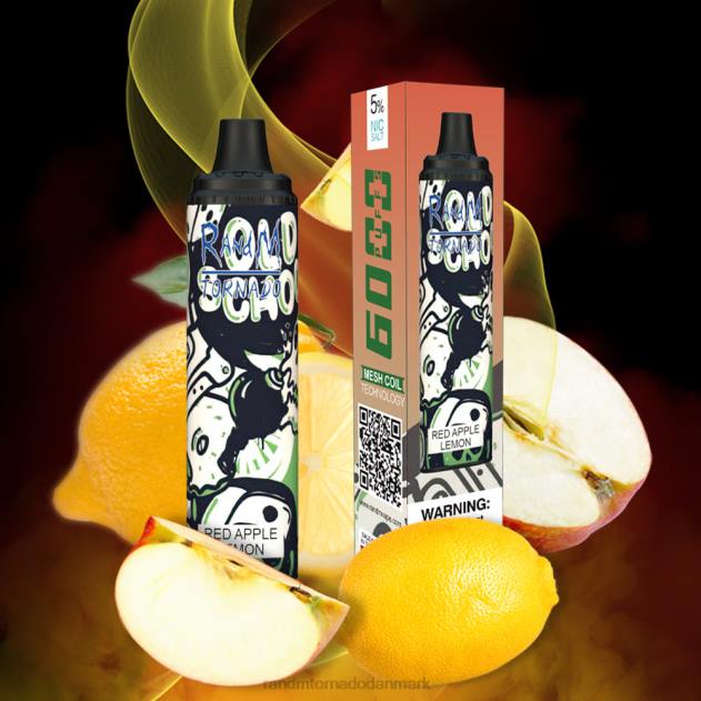 RandM disposable vape - RandM Tornado 6000 luftstrømskontrol vape pod enhed 1 stk rød æble citron L08B279