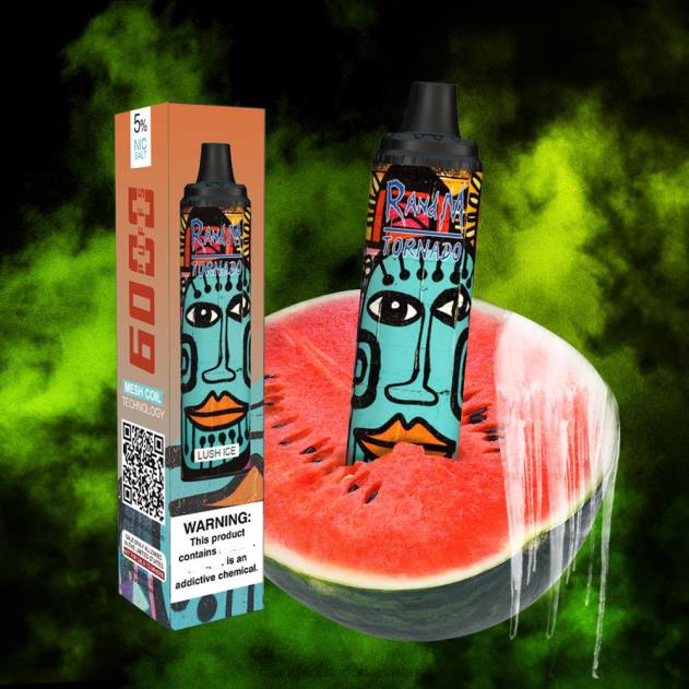 RandM disposable vape - RandM Tornado 6000 luftstrømskontrol vape pod enhed 1 stk rød æble citron L08B279