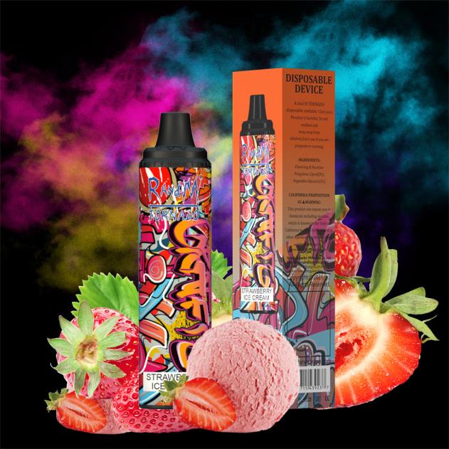 RandM disposable vape - RandM Tornado 6000 luftstrømskontrol vape pod enhed 1 stk rød æble citron L08B279