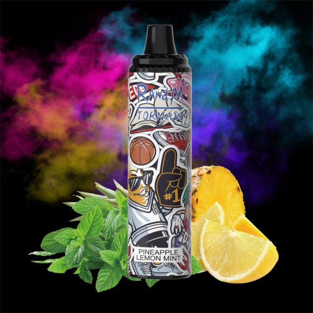RandM disposable vape - RandM Tornado 6000 luftstrømskontrol vape pod enhed 1 stk rød æble citron L08B279