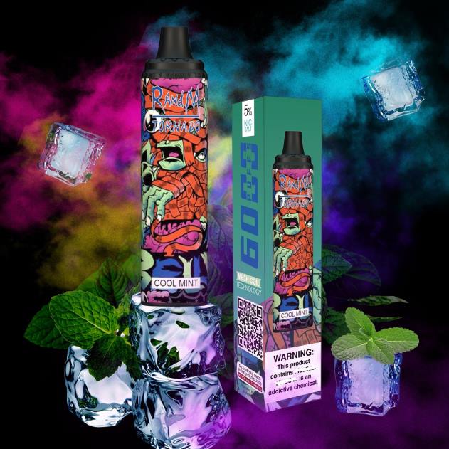 RandM disposable vape - RandM Tornado 6000 luftstrømskontrol vape pod enhed 1 stk rød æble citron L08B279