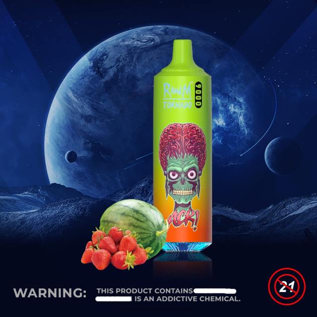 RandM København - RandM Tornado 9000 vape pod enhed 1 pc version 1 jordbær vandmelon L08B128