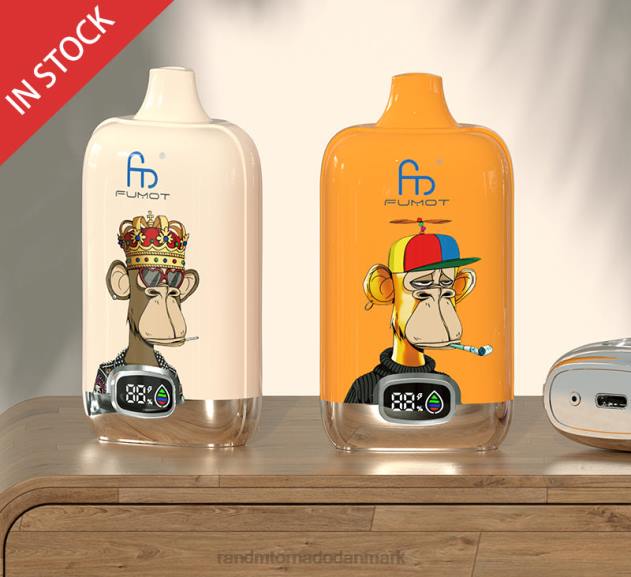 RandM vape Denmark - Fumot Original RandM Digital Box 12000 batteri og væskedisplay vape enhed mango på is L08B12