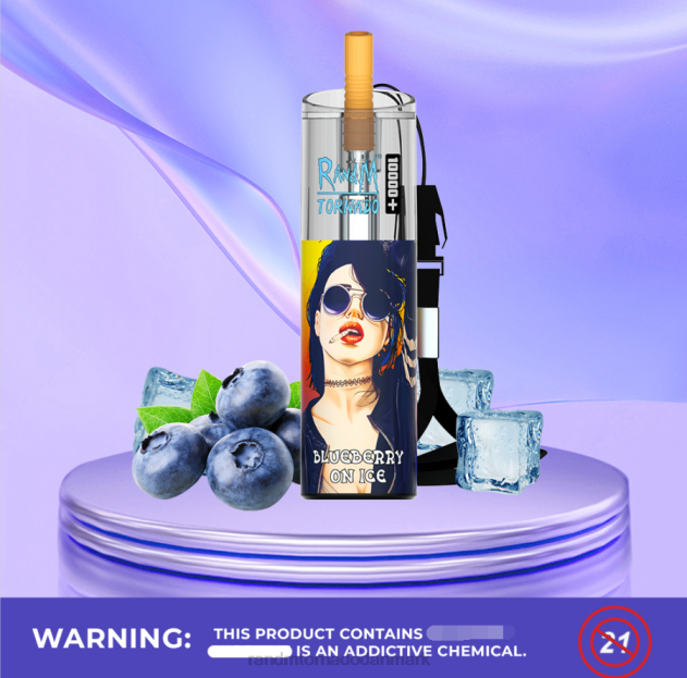 RandM disposable vape - RandM Tornado 10000 plus luftstrømskontrol vape enhed 1 stk jordbær vandmelon L08B79