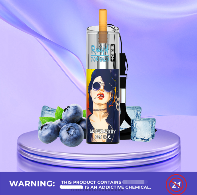 RandM disposable vape - RandM Tornado 10000 plus luftstrømskontrol vape enhed 1 stk jordbær vandmelon L08B79