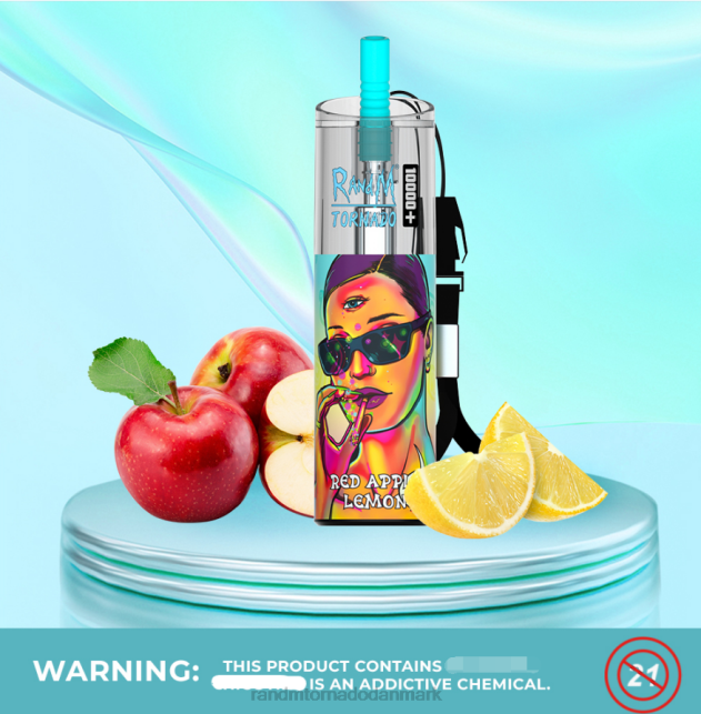 RandM vape Danmark - RandM Tornado 10000 plus luftstrømskontrol vape enhed 1 stk blåbær på is L08B75
