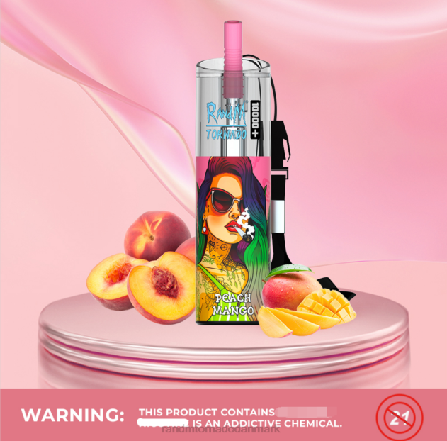 RandM vape Danmark - RandM Tornado 10000 plus luftstrømskontrol vape enhed 1 stk fersken mango L08B85