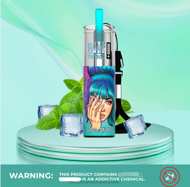 RandM vape Denmark - RandM Tornado 10000 plus luftstrømskontrol vape enhed 1 stk kølig mynte L08B72