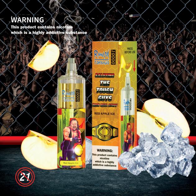 Best RandM vape flavors - RandM Tornado 10000 luftstrømskontrol vape enhed 1 stk rød æbleis L08B121