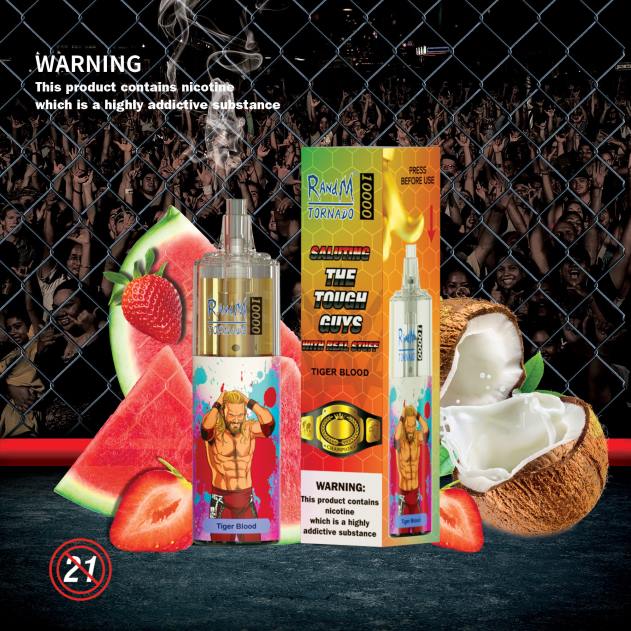 RandM København - RandM Tornado 10000 luftstrømskontrol vape enhed 1 stk jordbær vandmelon L08B108
