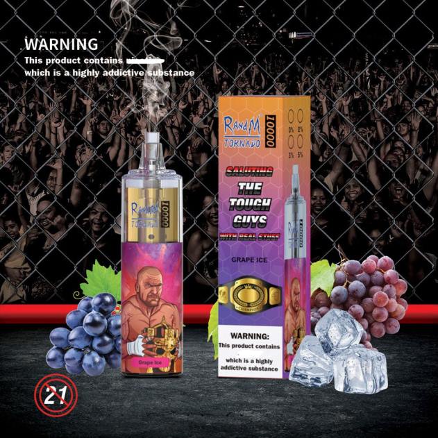 RandM disposable vape - RandM Tornado 10000 luftstrømskontrol vape enhed 1 stk drue is L08B109