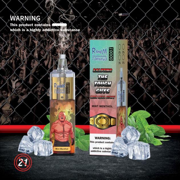 RandM disposable vape - RandM Tornado 10000 luftstrømskontrol vape enhed 1 stk hindbær fersken is L08B119