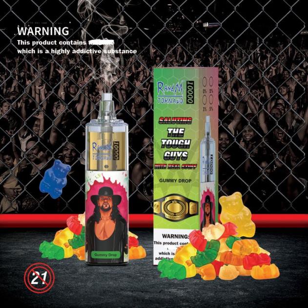 RandM disposable vape - RandM Tornado 10000 luftstrømskontrol vape enhed 1 stk hindbær fersken is L08B119