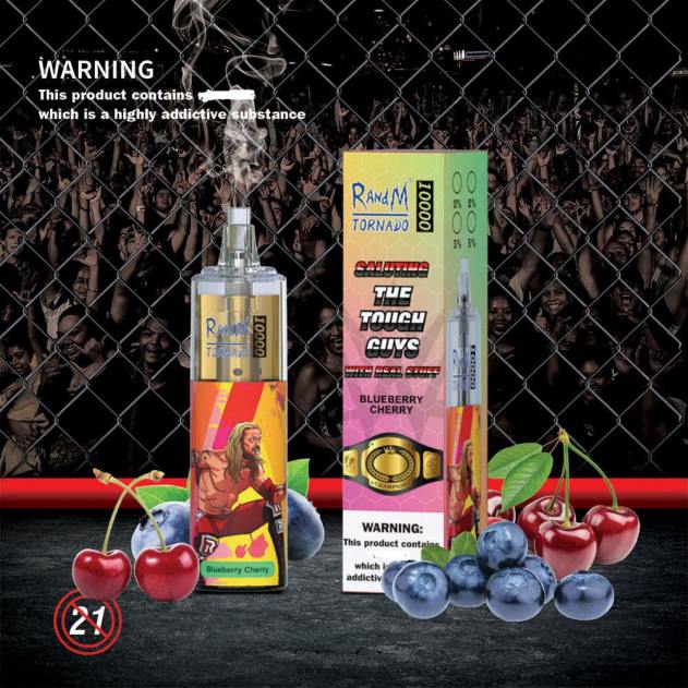 RandM vape butik - RandM Tornado 10000 luftstrømskontrol vape enhed 1 stk blåbær kirsebær L08B103