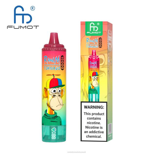 RandM København - Fumot RandM Tornado 15000 vape enhed med batteri og ejuice display version 3 blåbær granatæble L08B48