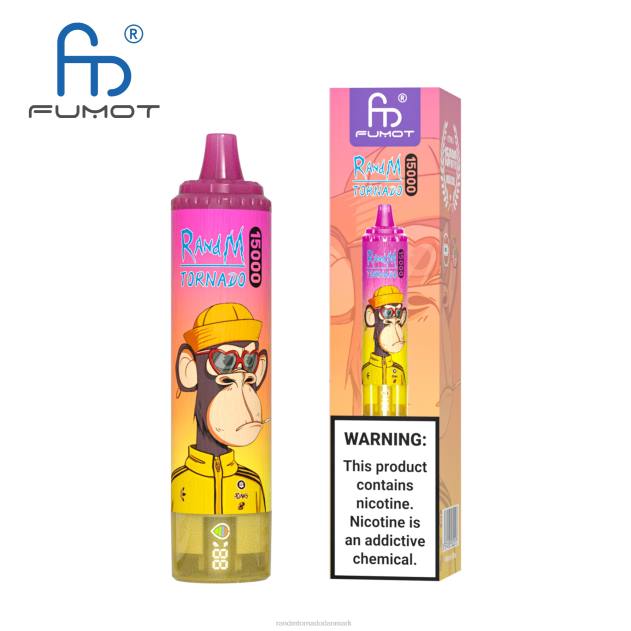 RandM disposable vape - Fumot RandM Tornado 15000 vape enhed med batteri og ejuice display version 1 jordbær vandmelon L08B29