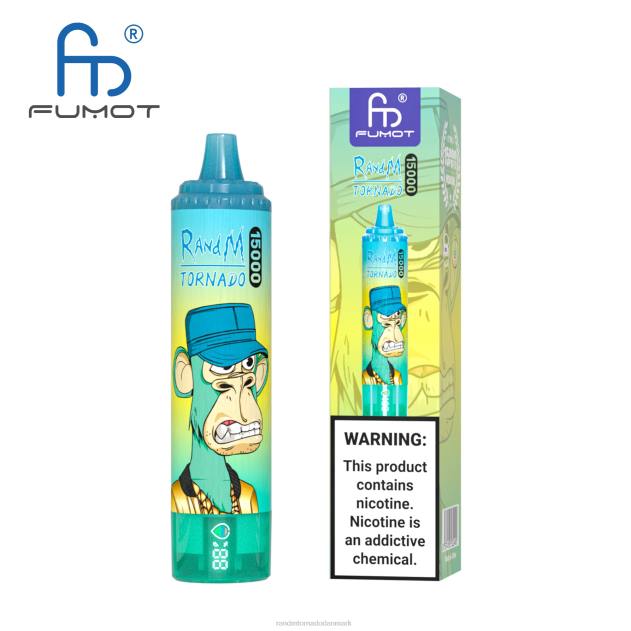 RandM disposable vape - Fumot RandM Tornado 15000 vape enhed med batteri og ejuice display version 1 jordbær vandmelon L08B29