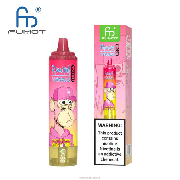 RandM disposable vape - Fumot RandM Tornado 15000 vape enhed med batteri og ejuice display version 1 jordbær vandmelon L08B29