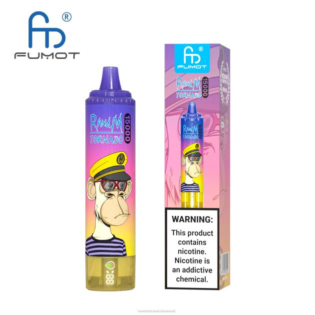 RandM disposable vape - Fumot RandM Tornado 15000 vape enhed med batteri og ejuice display version 1 jordbær vandmelon L08B29