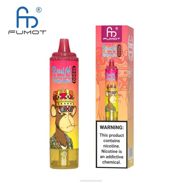 RandM disposable vape - Fumot RandM Tornado 15000 vape enhed med batteri og ejuice display version 1 jordbær vandmelon L08B29