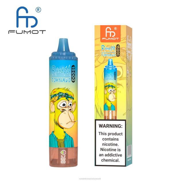 RandM disposable vape - Fumot RandM Tornado 15000 vape enhed med batteri og ejuice display version 1 jordbær vandmelon L08B29
