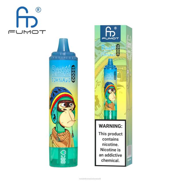 RandM disposable vape - Fumot RandM Tornado 15000 vape enhed med batteri og ejuice display version 1 jordbær vandmelon L08B29
