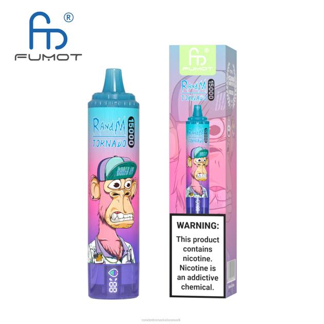 RandM disposable vape - Fumot RandM Tornado 15000 vape enhed med batteri og ejuice display version 1 jordbær vandmelon L08B29