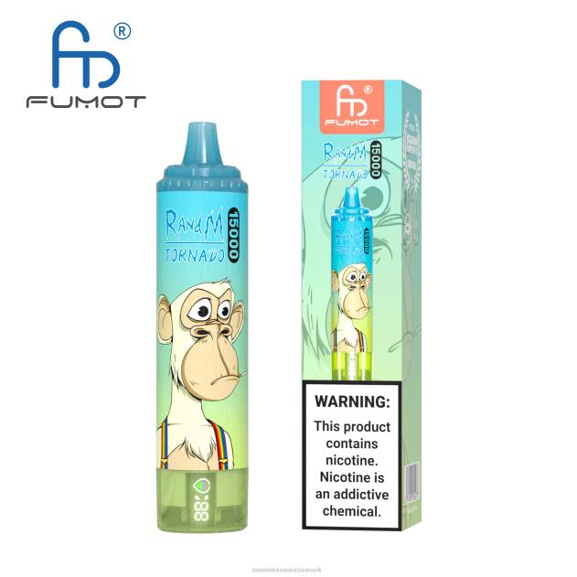RandM disposable vape - Fumot RandM Tornado 15000 vape enhed med batteri og ejuice display version 1 jordbær vandmelon L08B29