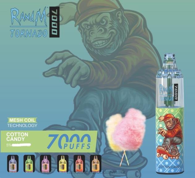 Best RandM vape flavors - RandM Tornado 7000 luftstrømskontrol vape enhed 1 stk candyfloss L08B181